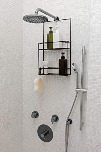 Umbra 023461-040 Cubiko Shower Caddy, Black Metal Shower Caddy Over the Shower Head