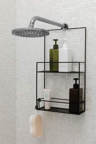 Umbra 023461-040 Cubiko Shower Caddy, Black Metal Shower Caddy Over the Shower Head