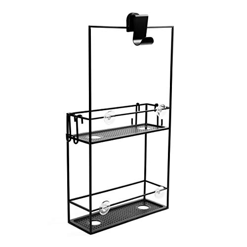 Umbra 023461-040 Cubiko Shower Caddy, Black Metal Shower Caddy Over the Shower Head