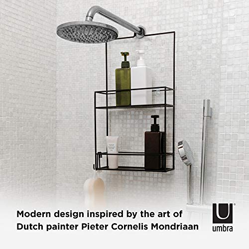 Umbra 023461-040 Cubiko Shower Caddy, Black Metal Shower Caddy Over the Shower Head