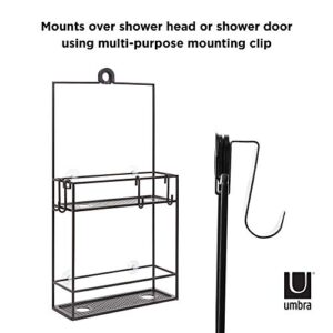 Umbra 023461-040 Cubiko Shower Caddy, Black Metal Shower Caddy Over the Shower Head