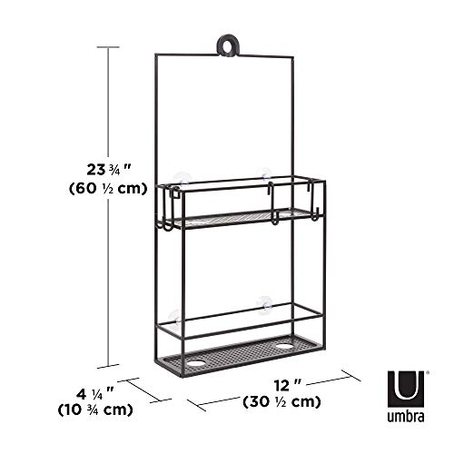 Umbra 023461-040 Cubiko Shower Caddy, Black Metal Shower Caddy Over the Shower Head