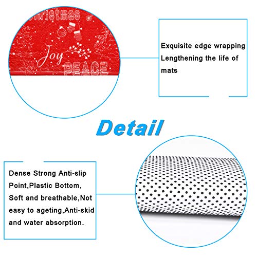 Alishomtll 4 Pcs Merry Christmas Shower Curtain Sets with Non-Slip Rugs, Toilet Lid Cover and Bath Mat, Christmas Tree Shower Curtain with 12 Hooks, Red Shower Curtain for Bathroom Decoration