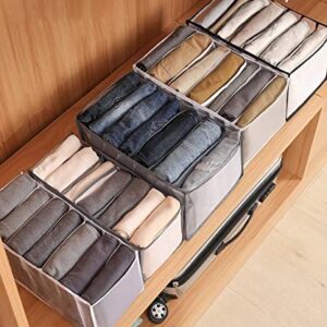 LOLELAI 7 Grids Washable Wardrobe Clothes Organizer Jeans Compartment Storage Box Foldable