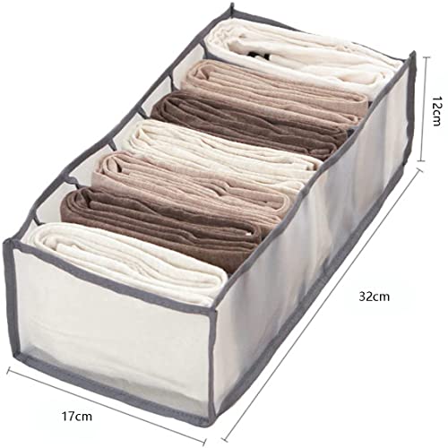 LOLELAI 7 Grids Washable Wardrobe Clothes Organizer Jeans Compartment Storage Box Foldable