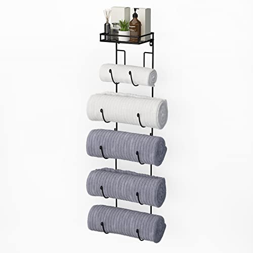 SODUKU Wall Mount Metal Wine/Towel Rack with Top Shelf