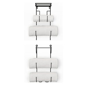 SODUKU Wall Mount Metal Wine/Towel Rack with Top Shelf