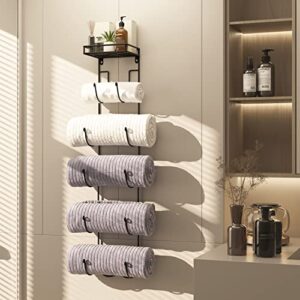 SODUKU Wall Mount Metal Wine/Towel Rack with Top Shelf