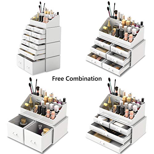 Readaeer Makeup Cosmetic Organizer Storage Drawers Display Boxes Case with 12 Drawers (White)