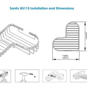 SANLIV Shower Caddy Basket,Corner Shower Shelf Soap Holder,Brass Wire Basket for Inside Shower Wall Storage Bathroom Organizer in Polished Chrome
