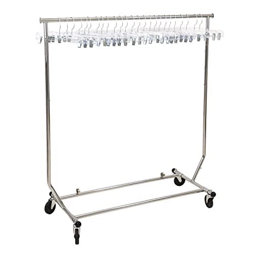 Super Heavy-Duty 14 inch Wide Clear Plastic Skirt or Pant Hangers with Swivel Hook and Adjustable Clips (Quantity 25) (Clear, 25)