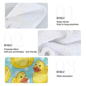 Kcldeci Hand Towels for Kitchen Cute Yellow Rubber Ducks Bathroom Hand Towels Kitchen Towels with Hanging Loop, Set of 2 Hanging Tie Towels