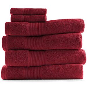hearth & harbor bath towels for bathroom - 100% ring spun cotton luxury bathroom towels - ultra soft & highly absorbent, bath towels set of 6 - red