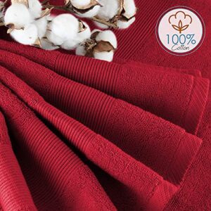 Hearth & Harbor Bath Towels for Bathroom - 100% Ring Spun Cotton Luxury Bathroom Towels - Ultra Soft & Highly Absorbent, Bath Towels Set of 6 - Red