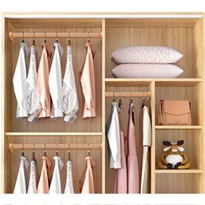 1 PCS Wooden Round Wardrobe Closet Rod for Hanging Clothes Premium Closet Pole Wardrobe Cross- bar Clothes Hanging Rods Natural Wood Wardrobe Closet Rod with End Supports for Closet Storage