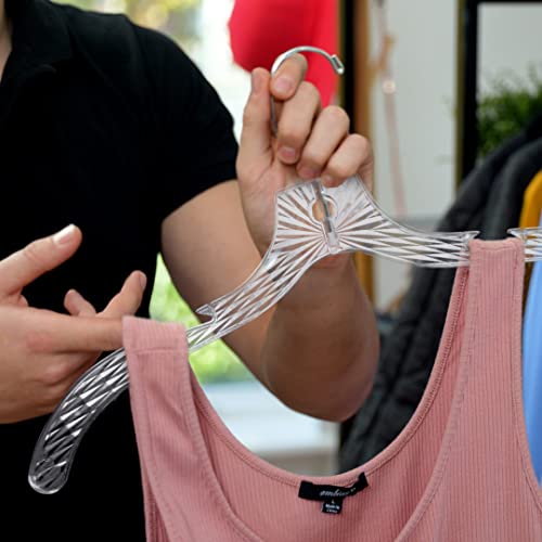 DEILSY Clothes Hangers Plastic Set of 12Pcs Heavy Duty Hangers Dresses, T-Shirts Shirt Hangers for Closet Organization Clear Hangers for Home, Retail Easy to Use and Durable