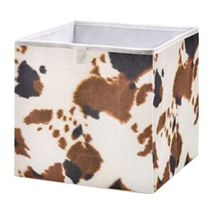 cube storage bins 11 x 11 cow printed storage cubes for shelf closet collapsible cubby organizer basket black brown