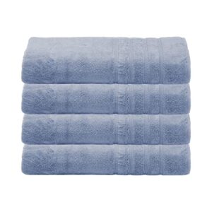 mosobam 700 gsm hotel luxury bamboo viscose-cotton, bath towel sheets 35x70, allure blue, set of 4, oversized turkish towels