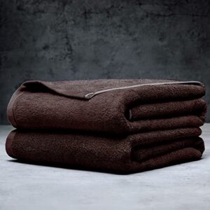 luxome spa collection 2-piece bath sheet set | oversized design | 50% more coverage | highly absorbent | pier (brown)