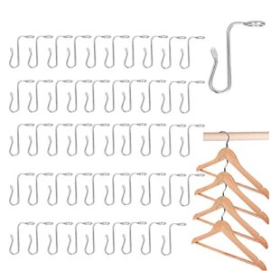 50 pieces clothes hanger connector hooks upgraded metal velvet hanger extender hooks for different thickness hangers, organizer and storage for closet(silver)