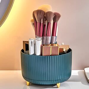 Large Capacity Makeup Brush Holder, 360° Rotating Makeup Perfume Organizer, 5 Slot Makeup Brushes Cup Tray for Vanity Decor Bathroom Countertops Cosmetic Desk Storage Container Display Case (Green)