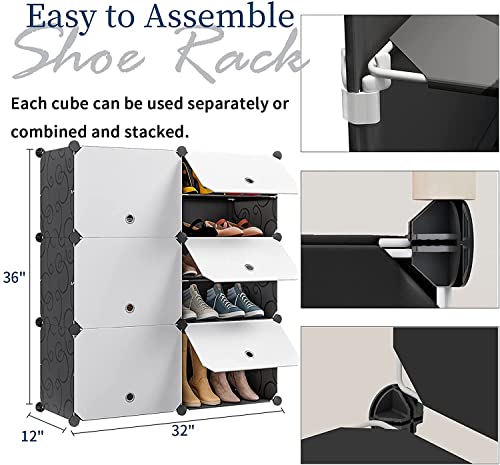 Aeitc 48-Pairs Shoe Rack Organizer Shoe Organizer Expandable Shoe Storage Cabinet Narrow Standing Stackable Space Saver Shoe Rack for Entryway, Hallway and Closet，white door