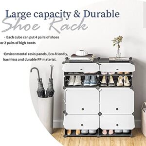 Aeitc 48-Pairs Shoe Rack Organizer Shoe Organizer Expandable Shoe Storage Cabinet Narrow Standing Stackable Space Saver Shoe Rack for Entryway, Hallway and Closet，white door