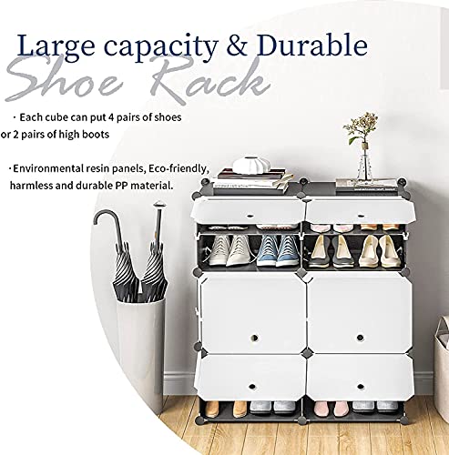 Aeitc 48-Pairs Shoe Rack Organizer Shoe Organizer Expandable Shoe Storage Cabinet Narrow Standing Stackable Space Saver Shoe Rack for Entryway, Hallway and Closet，white door