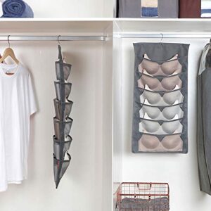 Hottong Hanging Storage Bags Mesh Pockets Dual Sided Closet Organizer with Metal Hanger for Bra Underwear Underpants Shoes Sock