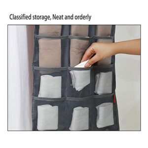 Hottong Hanging Storage Bags Mesh Pockets Dual Sided Closet Organizer with Metal Hanger for Bra Underwear Underpants Shoes Sock