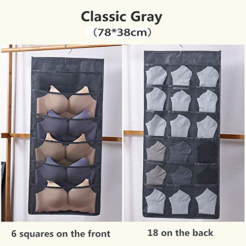 Hottong Hanging Storage Bags Mesh Pockets Dual Sided Closet Organizer with Metal Hanger for Bra Underwear Underpants Shoes Sock