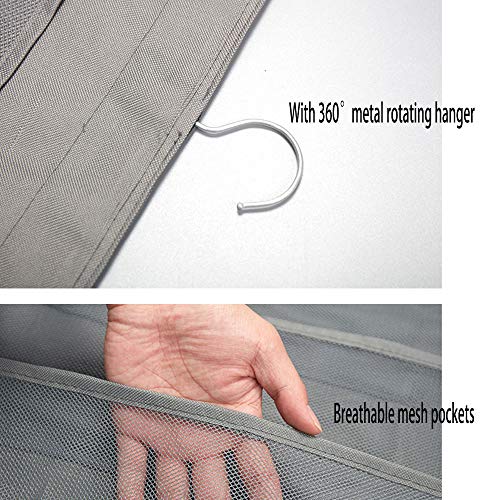 Hottong Hanging Storage Bags Mesh Pockets Dual Sided Closet Organizer with Metal Hanger for Bra Underwear Underpants Shoes Sock