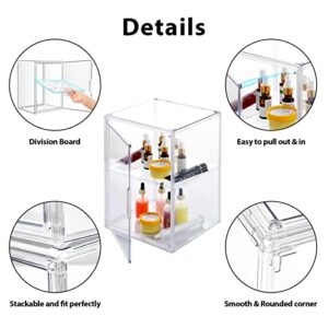 starogegc 2Pack Makeup Organizer Storage, Large Capactiy Acrylic Bathroom Organizer, Clear Cosmetics Organizer Bins with Division Board for Vanity, Skincare, Countertop Storage and Display Case