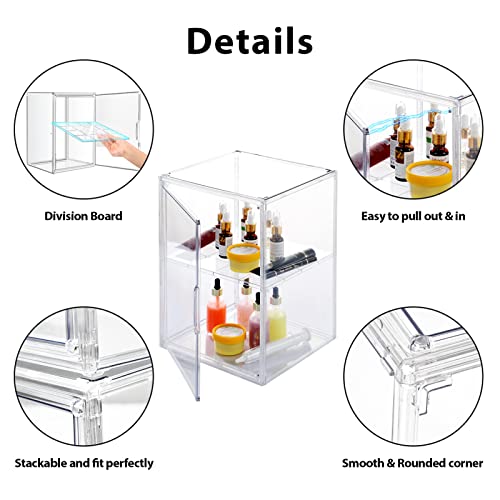 starogegc 2Pack Makeup Organizer Storage, Large Capactiy Acrylic Bathroom Organizer, Clear Cosmetics Organizer Bins with Division Board for Vanity, Skincare, Countertop Storage and Display Case