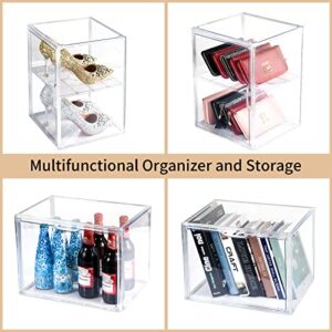 starogegc 2Pack Makeup Organizer Storage, Large Capactiy Acrylic Bathroom Organizer, Clear Cosmetics Organizer Bins with Division Board for Vanity, Skincare, Countertop Storage and Display Case