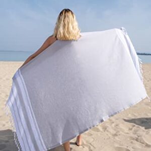 (Set of 6) XXL Turkish Cotton Bath Beach Hammam Towel Peshtemal Throw Fouta Blanket Set