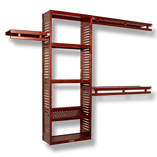 John Louis Home 12 in. Deep Solid Wood Simplicity Closet Organizer, Red Mahogany Finish