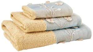 popular bath ombre rose design towel set 3pc, blue