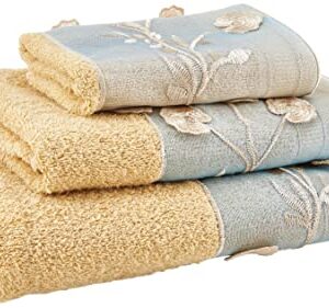 Popular Bath Ombre Rose Design Towel Set 3PC, Blue