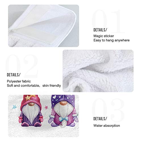 YYZZH Magic Gnomes with Stars Kitchen Hand Towels with Hook & Loop Set of 2 Absorbent Bath Hand Towel Hanging Tie Towel