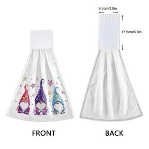 YYZZH Magic Gnomes with Stars Kitchen Hand Towels with Hook & Loop Set of 2 Absorbent Bath Hand Towel Hanging Tie Towel