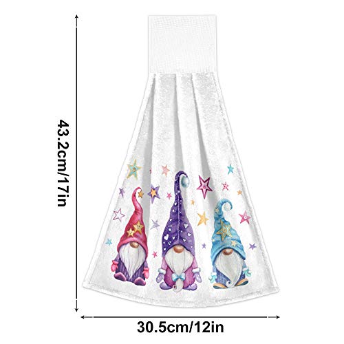 YYZZH Magic Gnomes with Stars Kitchen Hand Towels with Hook & Loop Set of 2 Absorbent Bath Hand Towel Hanging Tie Towel