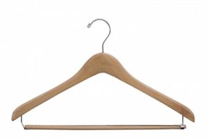 nahanco 2117chpb extra thick concave wood suit hanger, 17", natural lacquered (pack of 40)