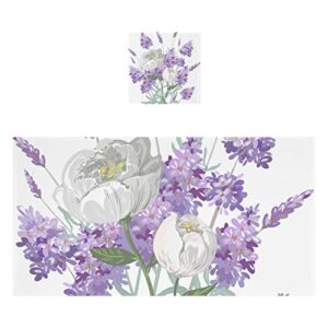 lavender peony bath towel set cotton bath towels for bathroom soft towel set 1 bath towel 1 washcloth soft absorbent decorative towels for face and body