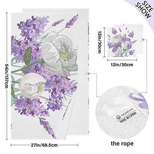 Lavender Peony Bath Towel Set Cotton Bath Towels for Bathroom Soft Towel Set 1 Bath Towel 1 Washcloth Soft Absorbent Decorative Towels for Face and Body