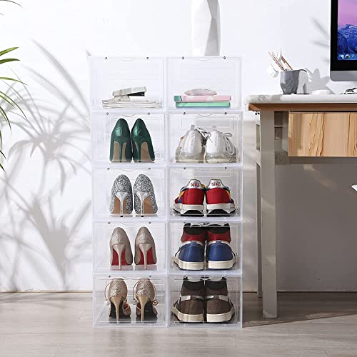 Yunge 6PCS/SET Shoe Storage Boxes Shoe Organizer With Magnetic Door Transparent