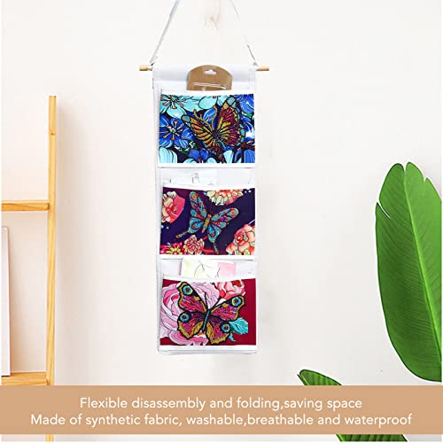 Serlium 3 Compartments DIY 5D Diamond Painting Storage Bag Kits Wall Hanging Storage Pocket Large Capacity Storage Foldable for Bedroom Bathroom