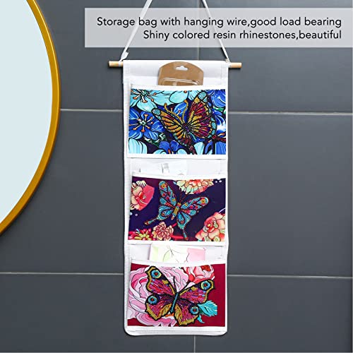 Serlium 3 Compartments DIY 5D Diamond Painting Storage Bag Kits Wall Hanging Storage Pocket Large Capacity Storage Foldable for Bedroom Bathroom