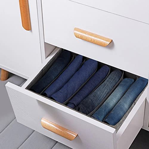 Mayniu Wardrobe Clothes Organizer with 13 Larger Grid for Folded Clothes, Closet Sweater Storage Organizer with 2 Handles, Linen Drawer Organizers for Jeans, Pant, T-Shirt, Sweaters (2 Pack, Grey)