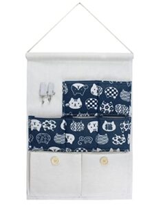 kingree hanging storage bag with 7 pockets and 2 pothook, waterproof wall door organizer for bedroom bathroom closet(cat)